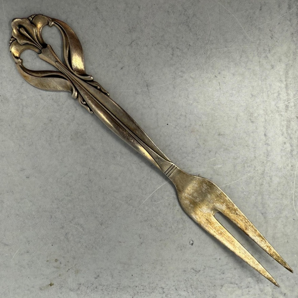 Vtg 2 Tine Cold Meat Serving Fork Danish‎ Frigast Benedikte Silverplate Flatware